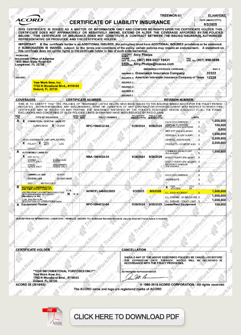 TreeWorkNow.com workers' compensation insurance